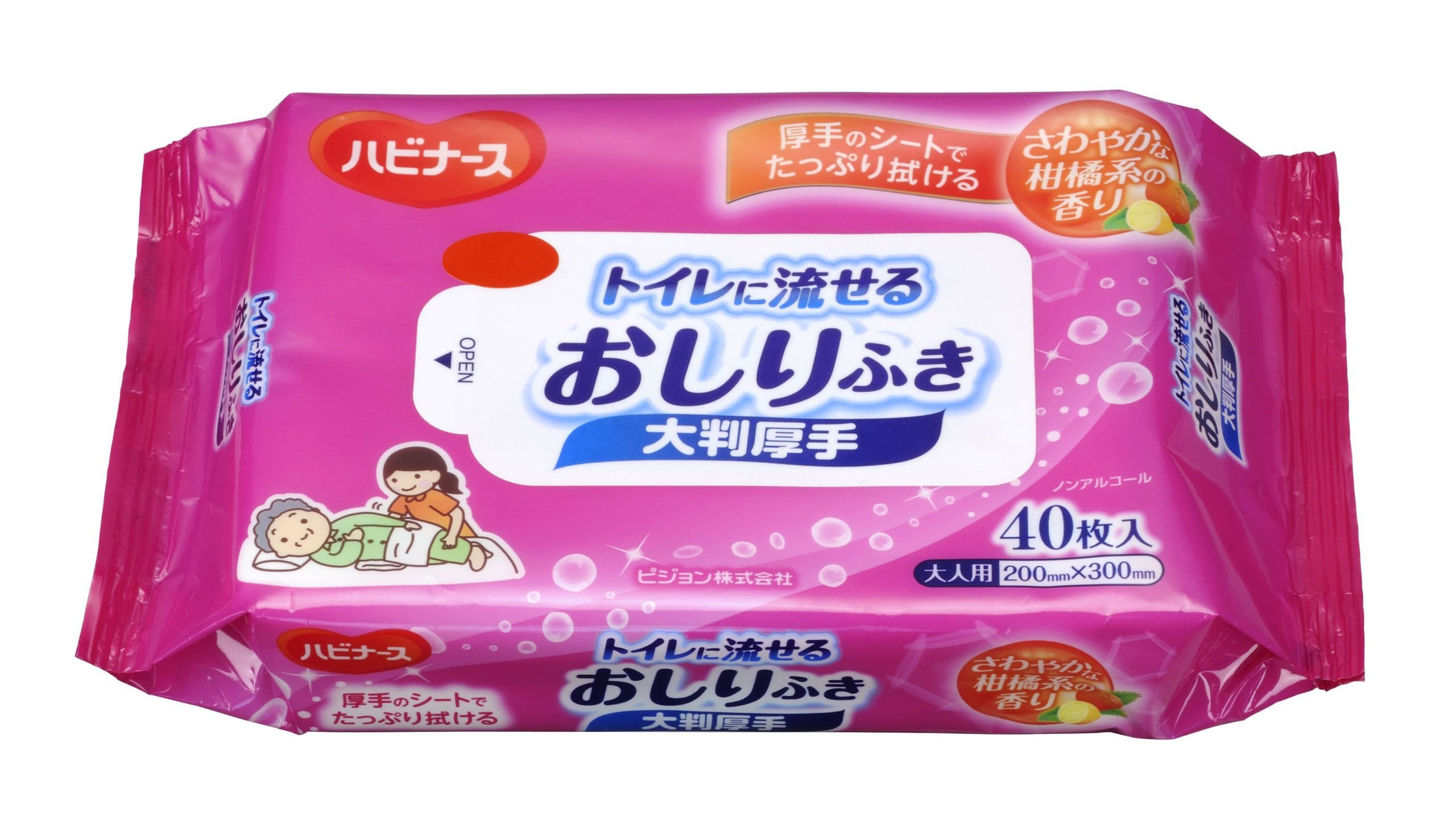 トイレに流せるおしりふき 大判厚手 - 介護用品のピジョンタヒラ